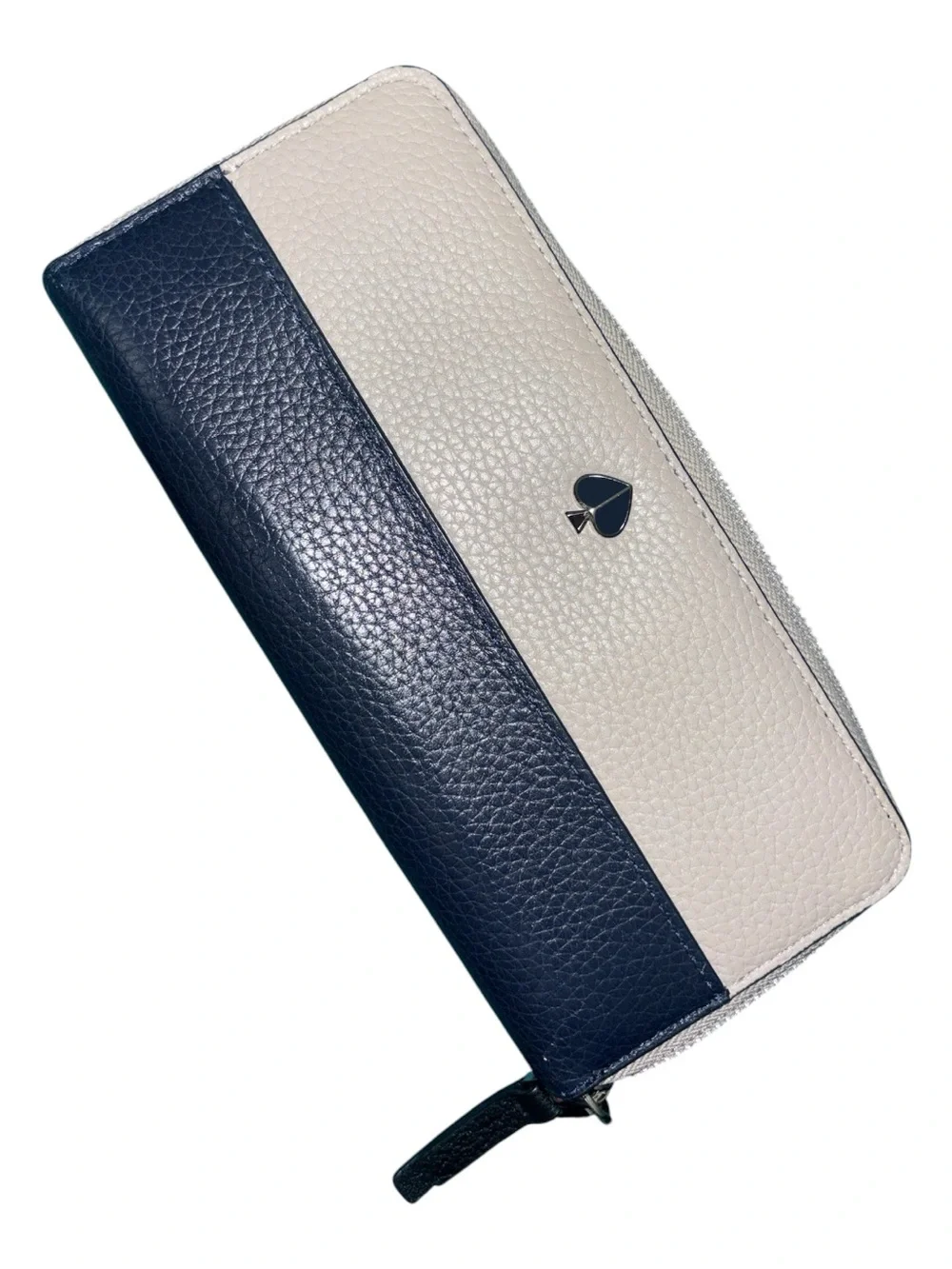 kate spade Colorblock Zip Wallet in Navy and Light Beige